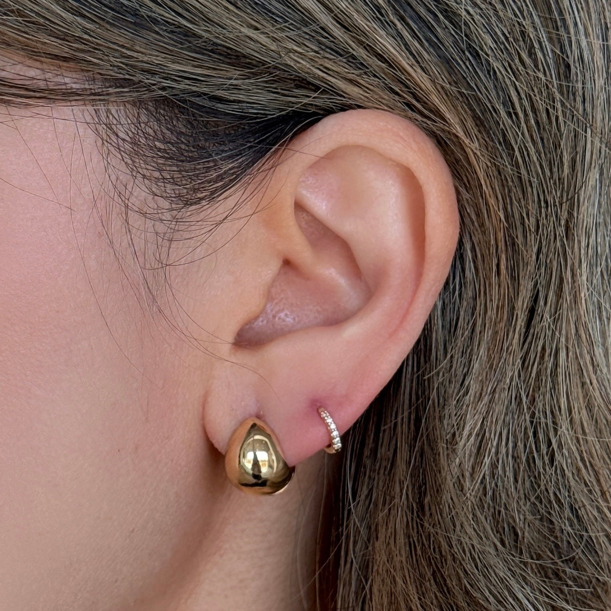 Large Water Drop Huggie Earrings