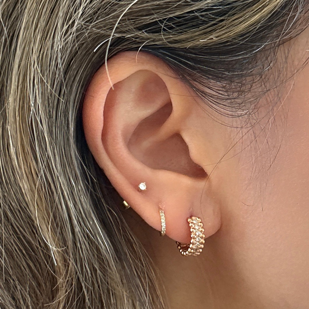 Double Beaded Lab Grown Diamond Hoops