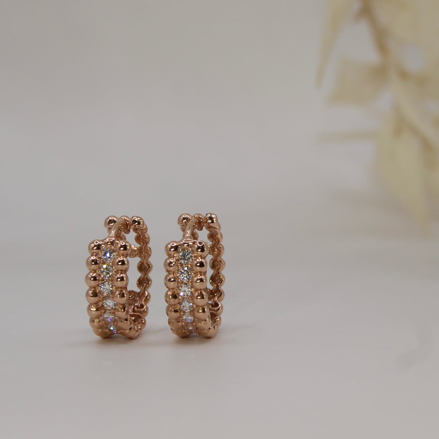 Double Beaded Lab Grown Diamond Hoops