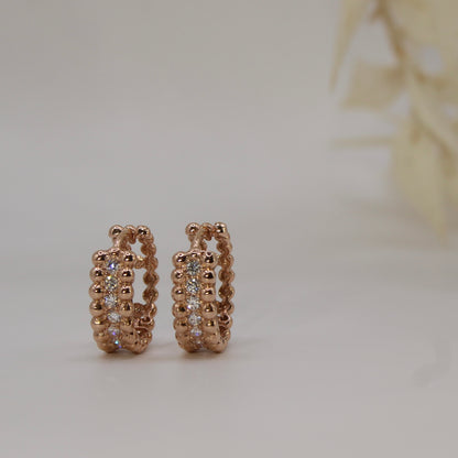 Double Beaded Lab Grown Diamond Hoops