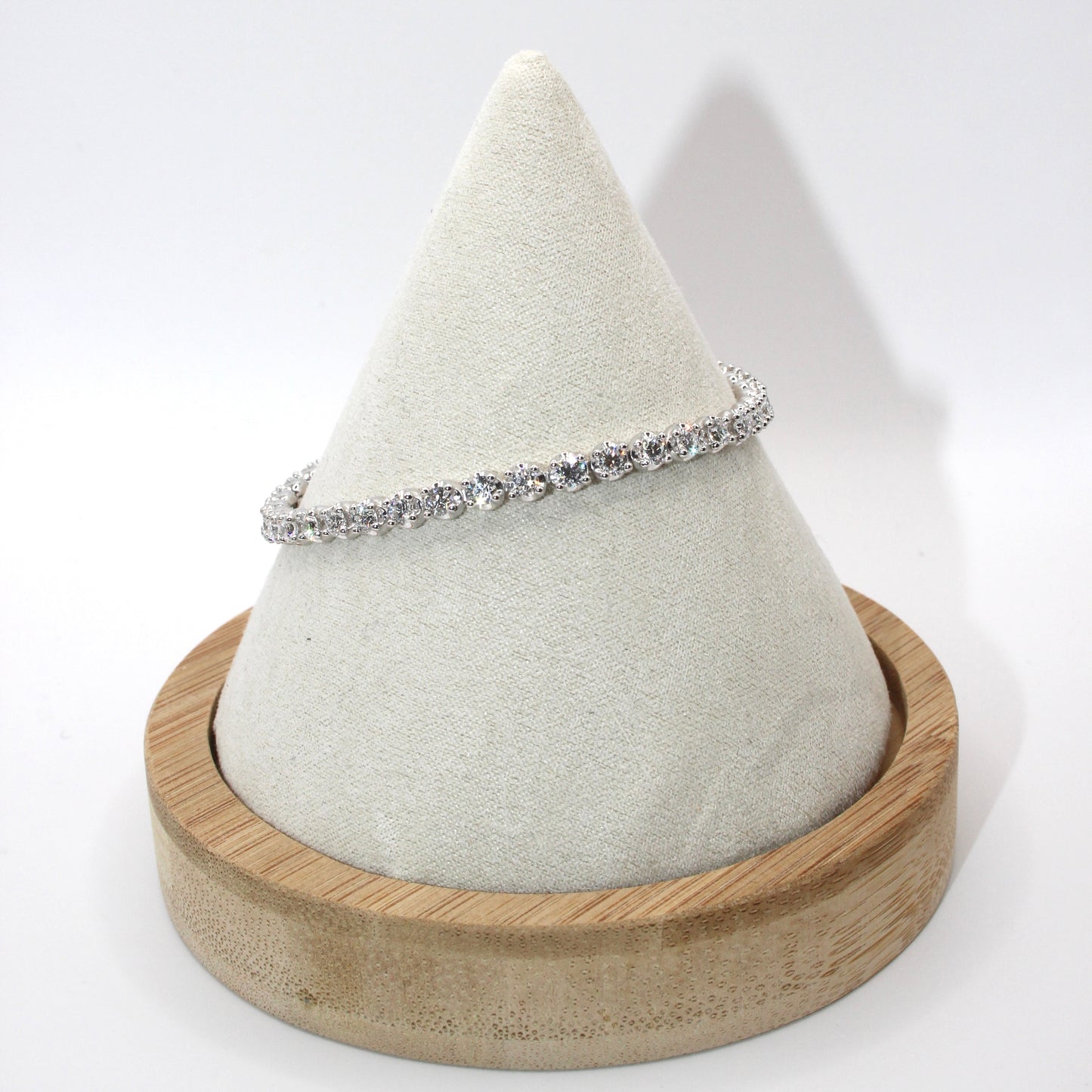 4 Prong Circle 0.1ct Lab Grown Diamond Tennis Bracelet (~5 ct tw)