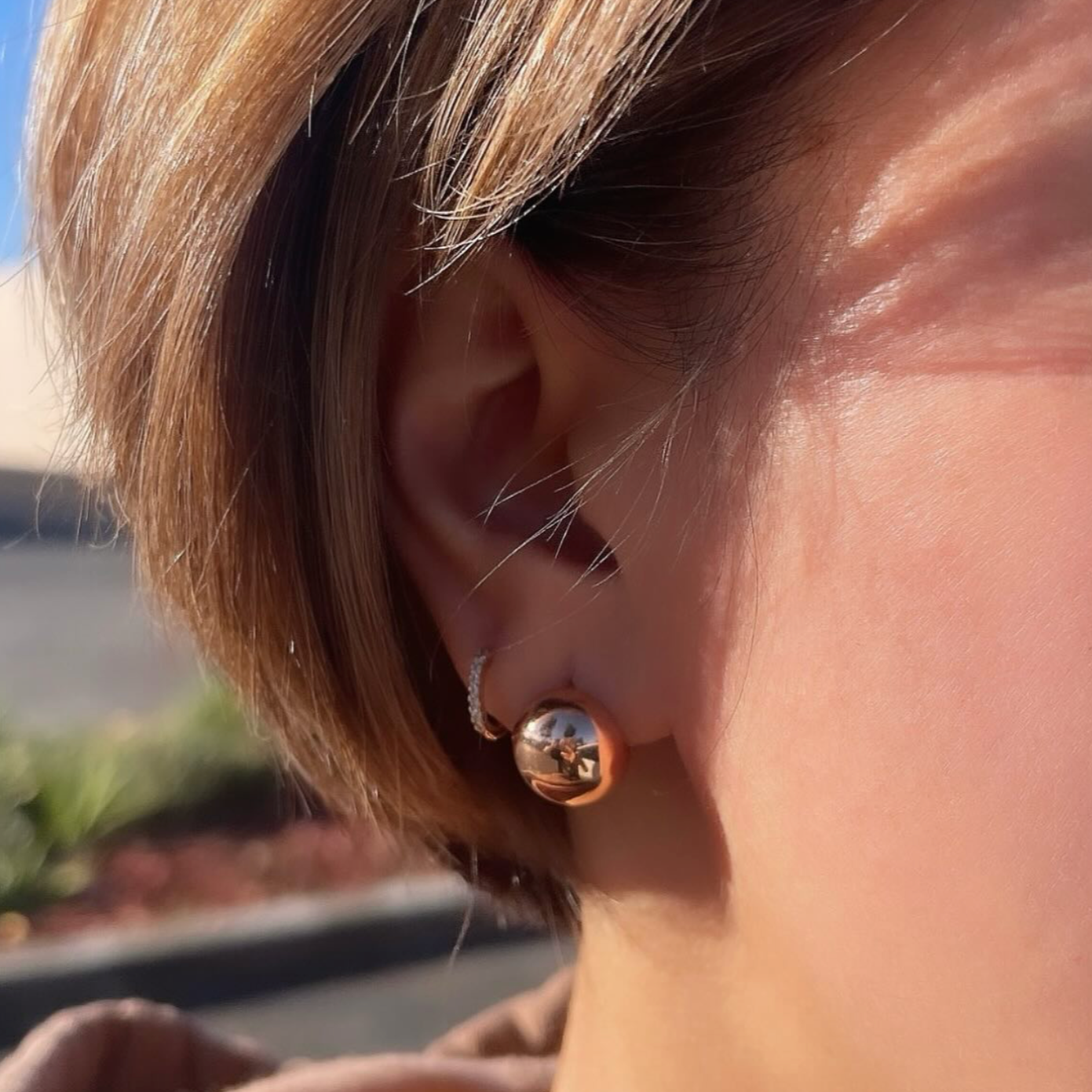 Round Ball Huggie Earrings